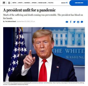 《波士顿环球报》:许多苦难和死亡本可避免,总统手上沾满鲜血