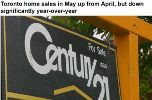 大多伦多地区5月房市环比大涨55.2% 同比大跌53.7%  房屋均价同比升3%