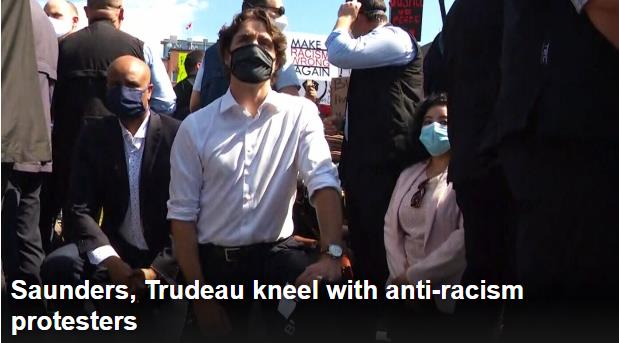 总理杜鲁多和多伦多警察总长单膝跪地以示支持示威者 市中心商店做足防范措施